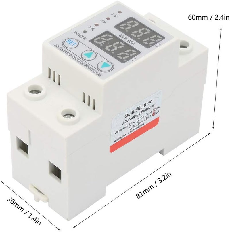 POCREATION Under Voltage Protector, Adjustable Current Protection Device with Dual LED Display, AC230V 63A - Image 3
